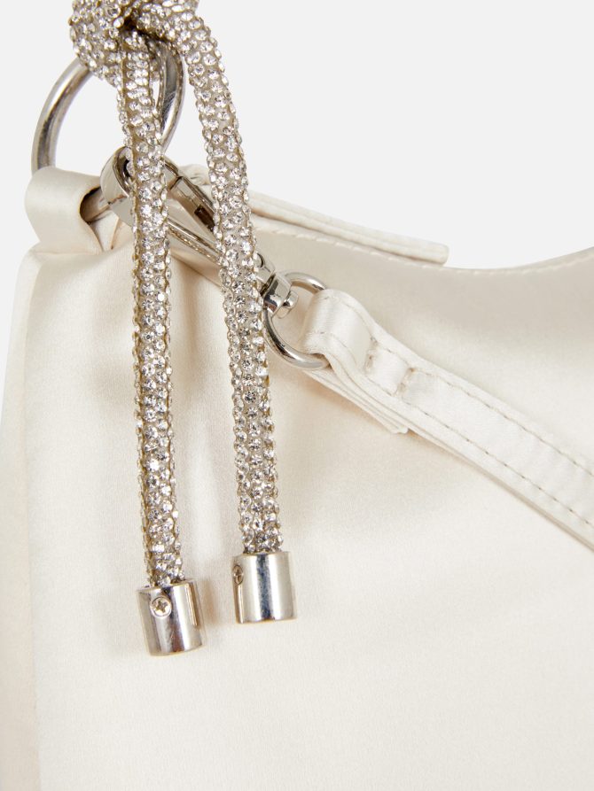 Rhinestone Strap Satin Shoulder Bag - Image 3
