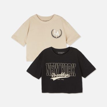 2-Pack New York Cropped T-Shirts