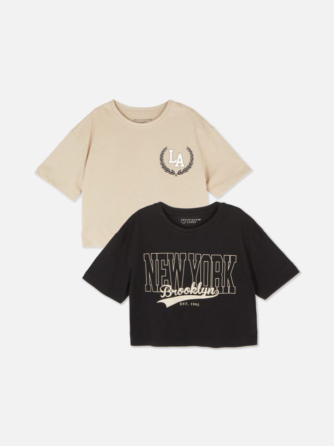 2-Pack New York Cropped T-Shirts