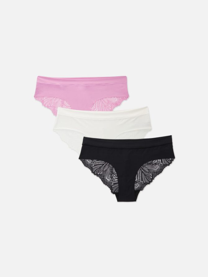3-Pack Invisible Front Lace-Back Brazilian Briefs
