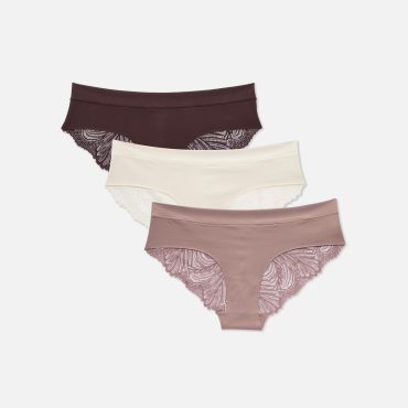3-Pack Invisible Front Lace-Back Brazilian Briefs