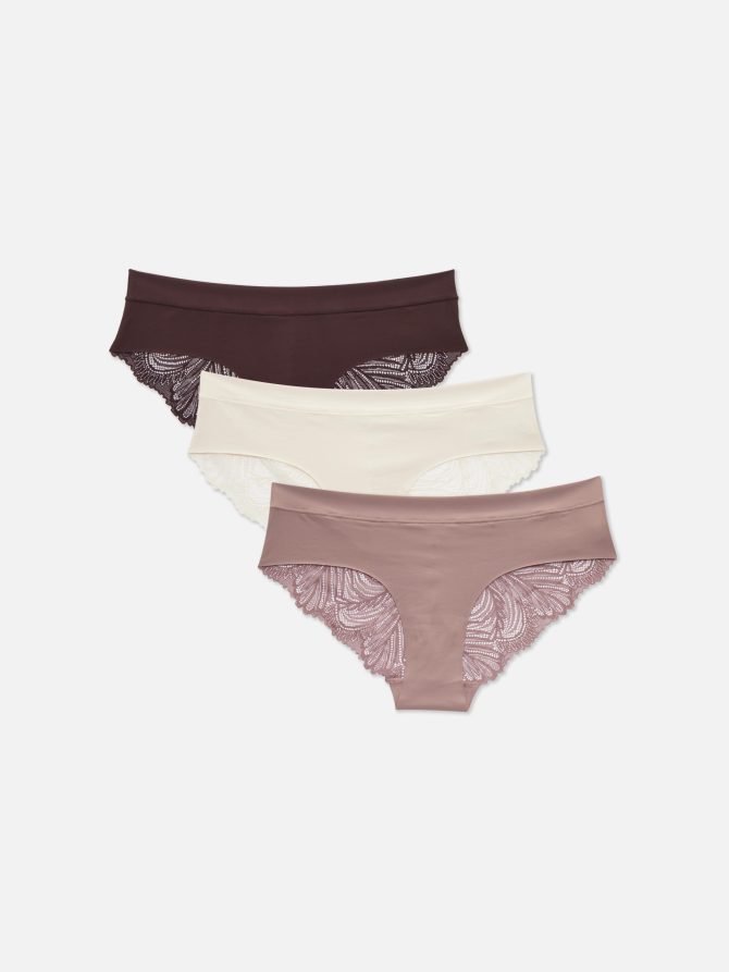 3-Pack Invisible Front Lace-Back Brazilian Briefs