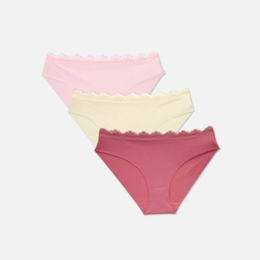 3-Pack Lace Trim Invisible Mini Briefs