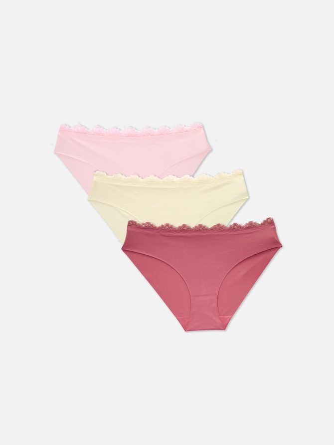 3-Pack Lace Trim Invisible Mini Briefs