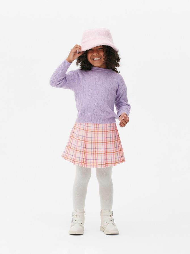 Checked Pleated Skirt