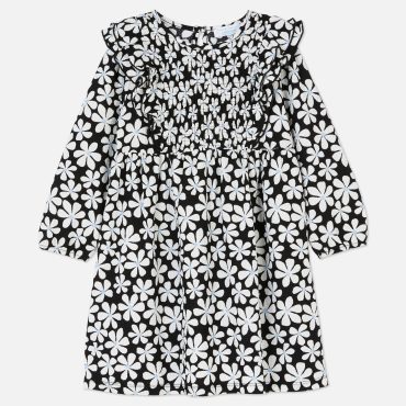 Shirred Floral Dress