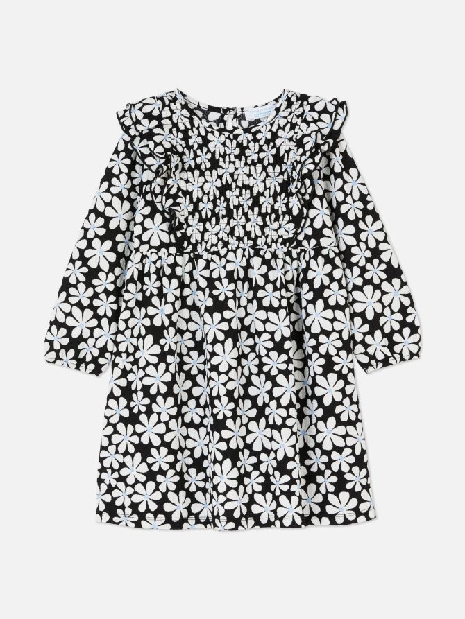 Shirred Floral Dress