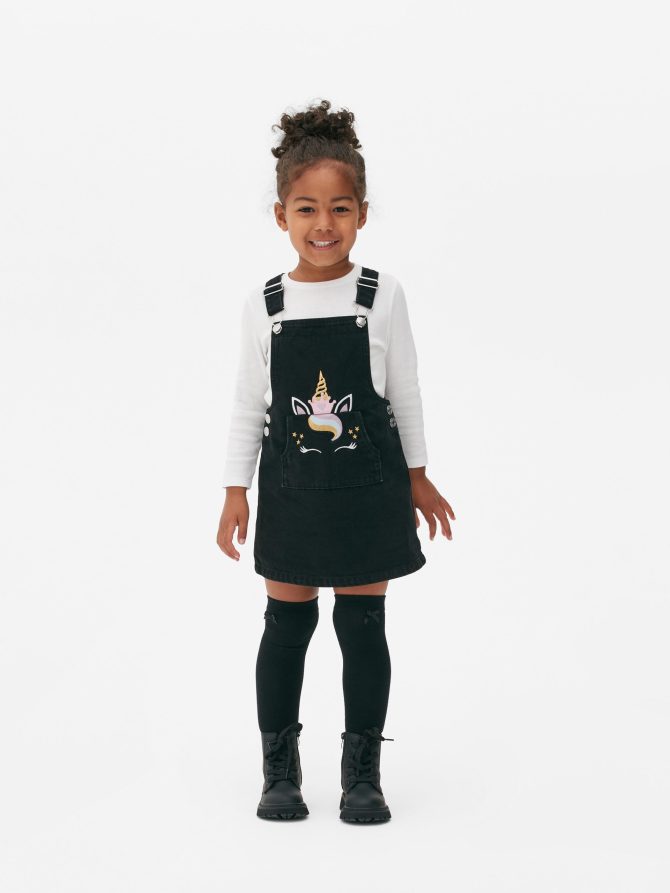 Unicorn T-Shirt and Overall Dress Set