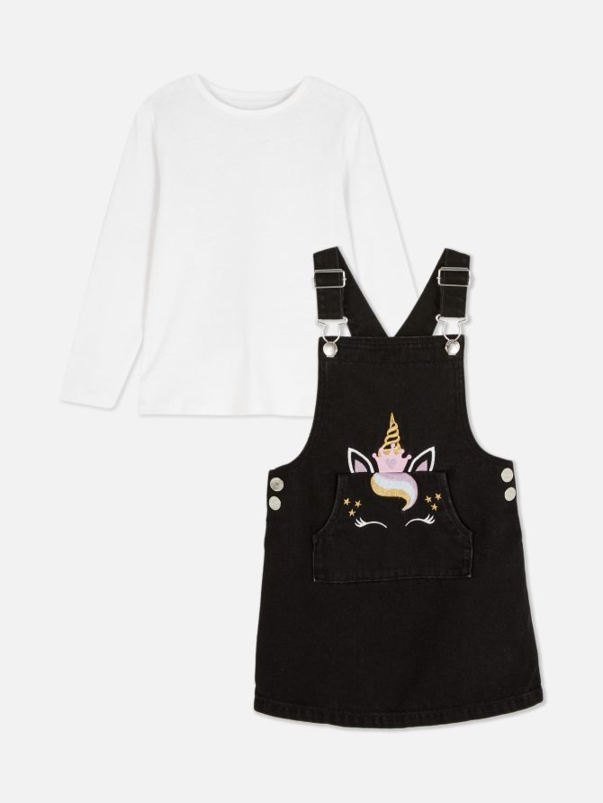 Unicorn T-Shirt and Overall Dress Set - Image 3