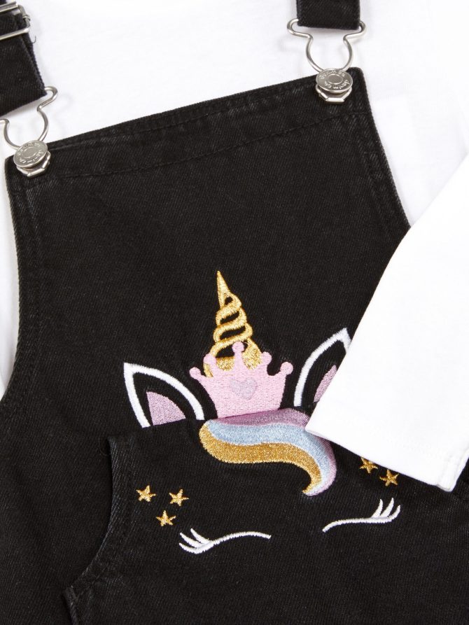 Unicorn T-Shirt and Overall Dress Set - Image 5