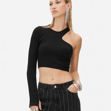 Rita Ora Long Sleeve Asymmetric Cut Out Top