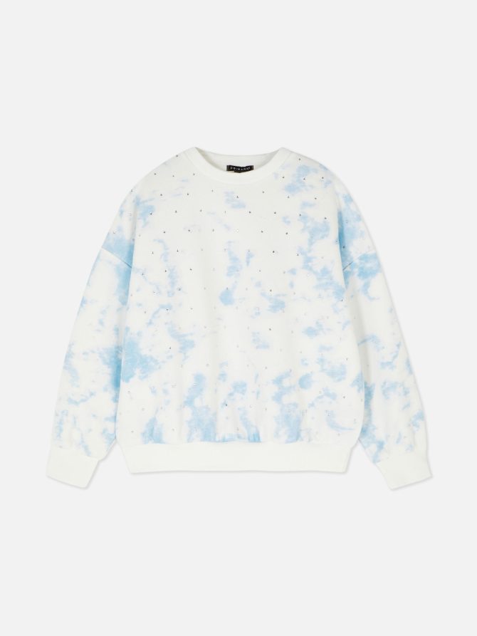 Tie Dye Rhinestone Embellished Sweatshirt