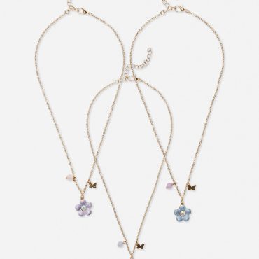 3-Pack BFF Flower Charm Necklaces