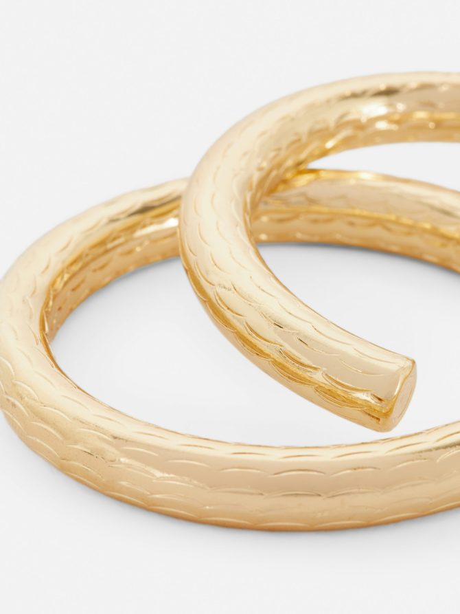 Large Textured Hoop Earrings - Image 2