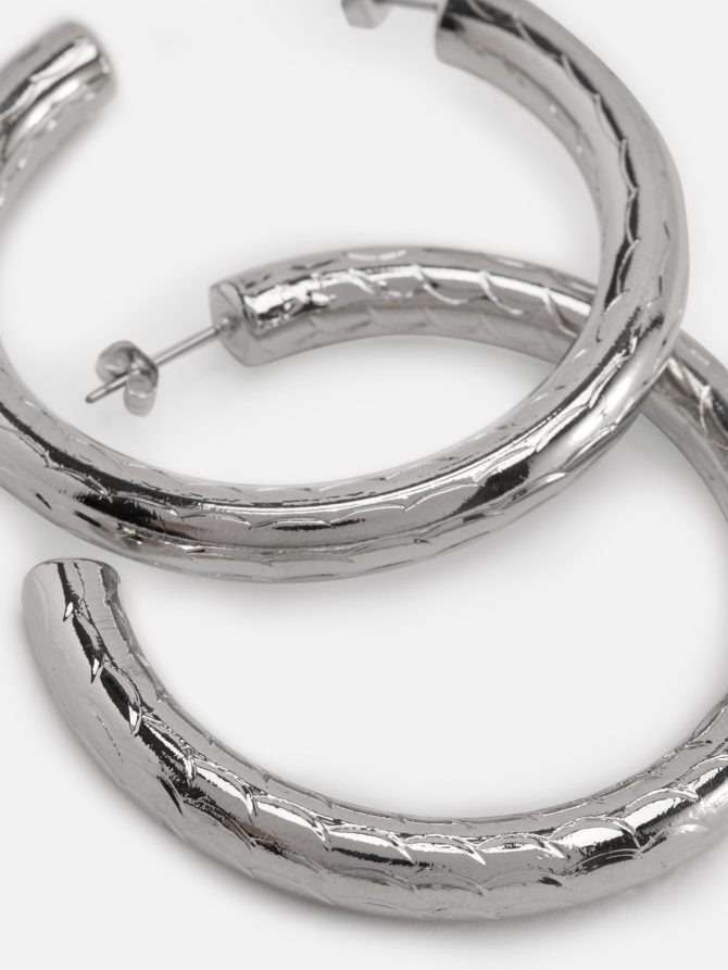 Large Textured Hoop Earrings - Image 2