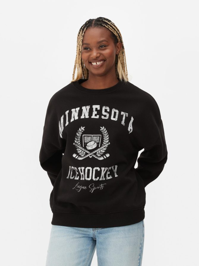 Distressed Varsity Print Pullover - Image 2