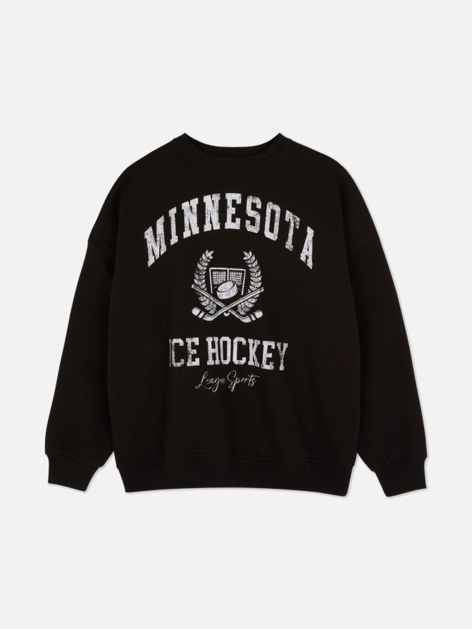 Distressed Varsity Print Pullover - Image 5