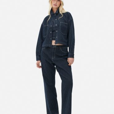 Prinstripe Cropped Denim Jacket