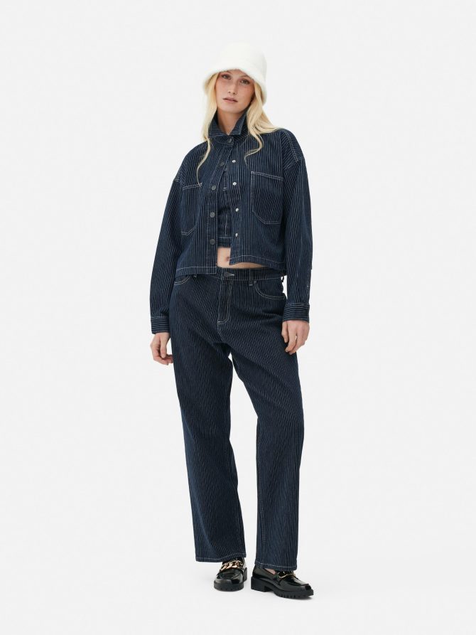 Prinstripe Cropped Denim Jacket