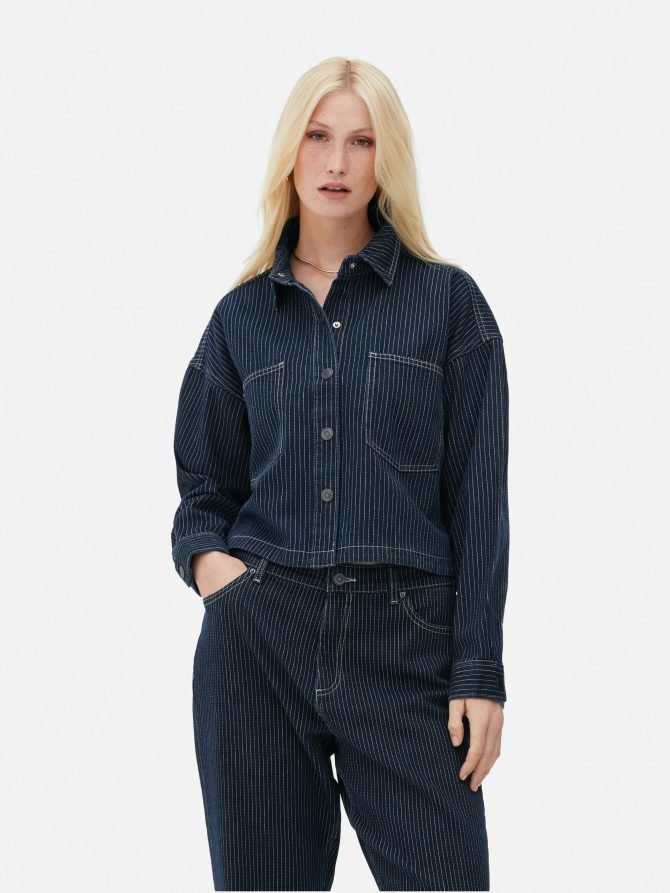 Prinstripe Cropped Denim Jacket - Image 2