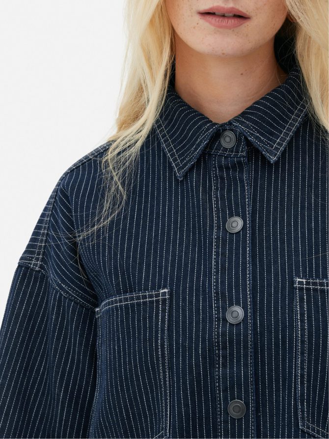 Prinstripe Cropped Denim Jacket - Image 3