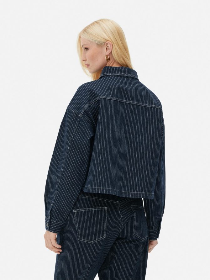 Prinstripe Cropped Denim Jacket - Image 4