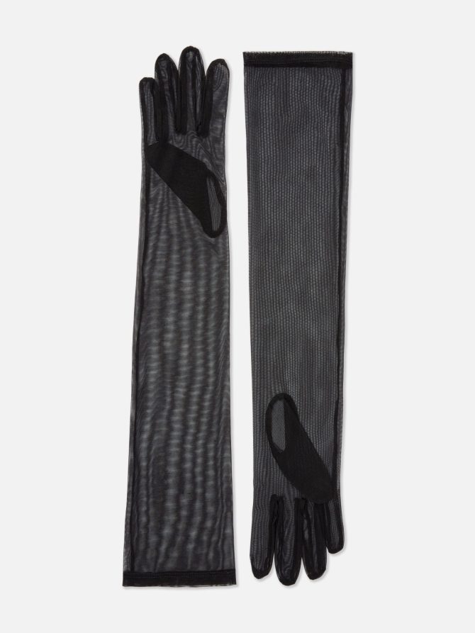 Rita Ora Mesh Detail Elbow Gloves