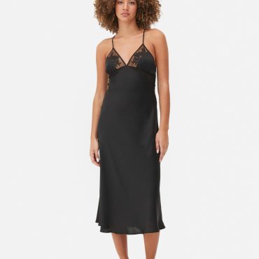 Mesh Trim Satin Chemise