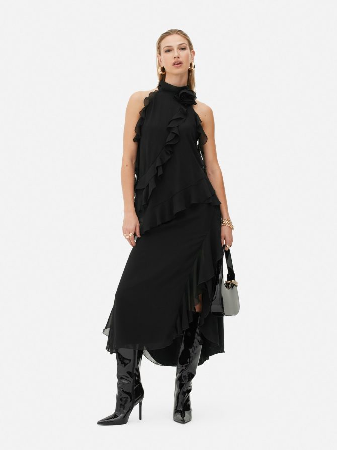 Rita Ora Rosette Ruffled Blouse