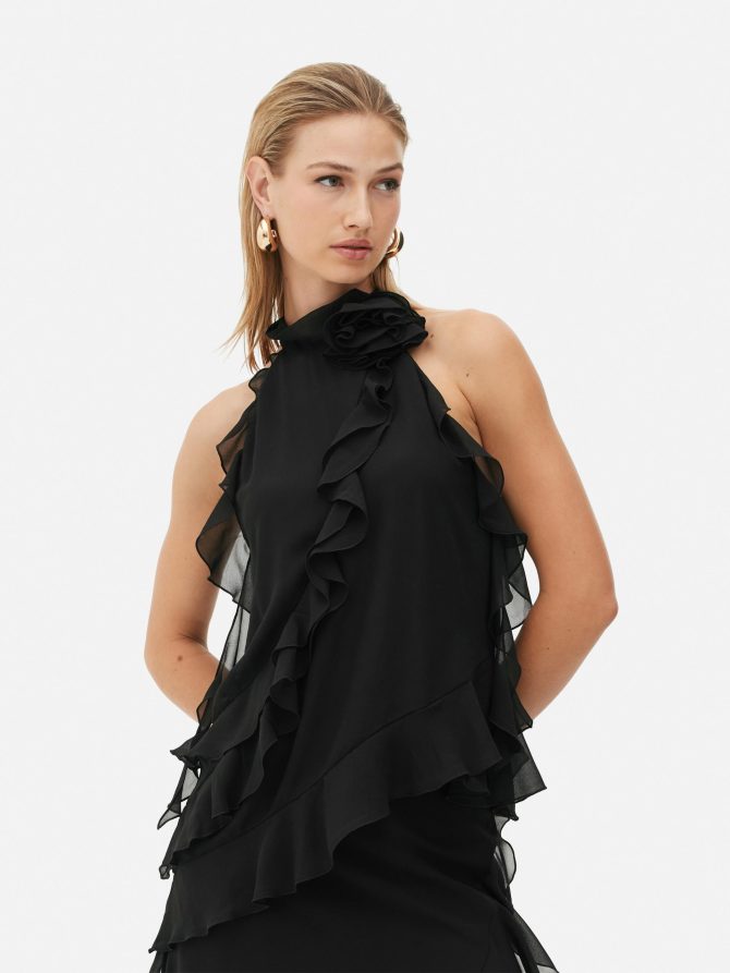 Rita Ora Rosette Ruffled Blouse - Image 2