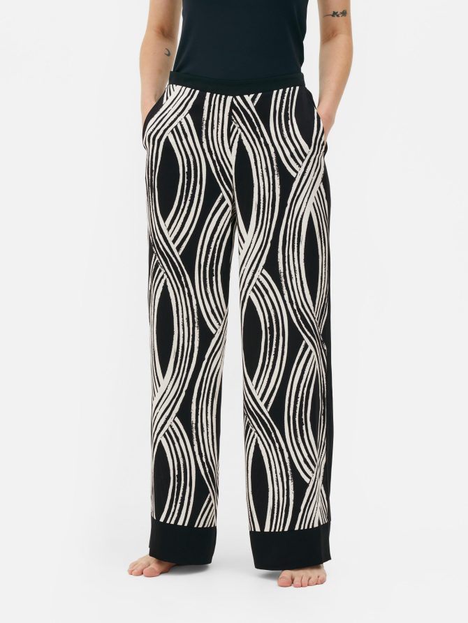 Lattice Print Satin Pajama Bottoms - Image 2