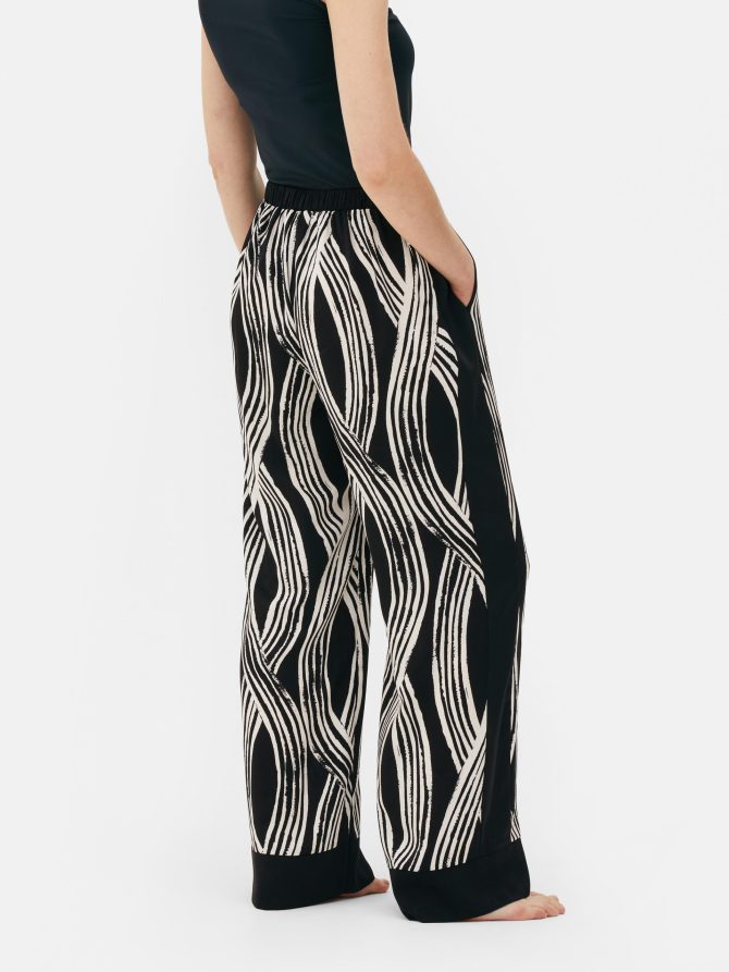Lattice Print Satin Pajama Bottoms - Image 4
