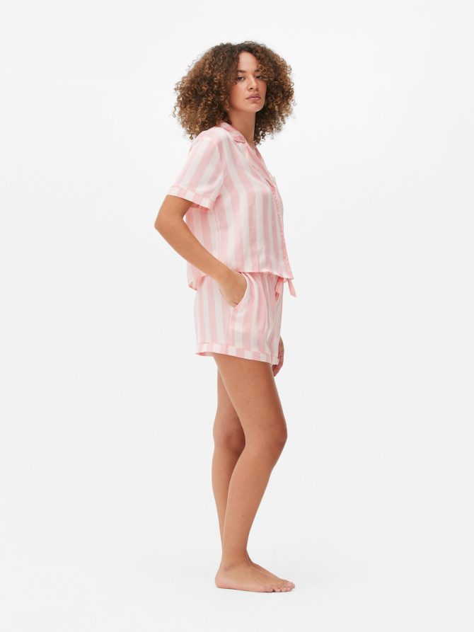 Satin Shirt & Shorts Pajama Set - Image 2