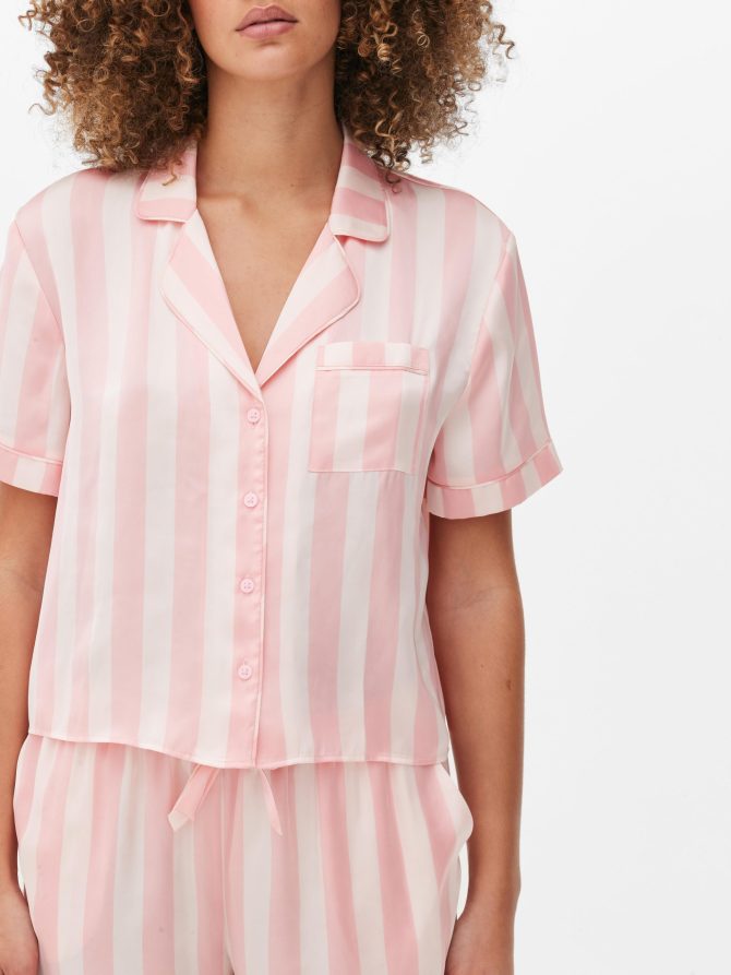 Satin Shirt & Shorts Pajama Set - Image 3