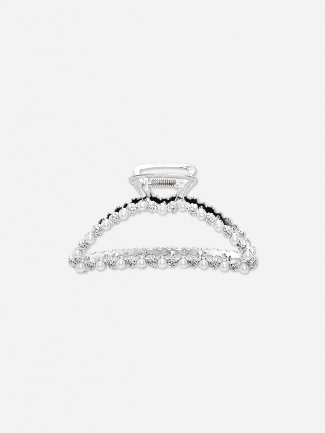 Rhinestone and Pearl Claw Clip