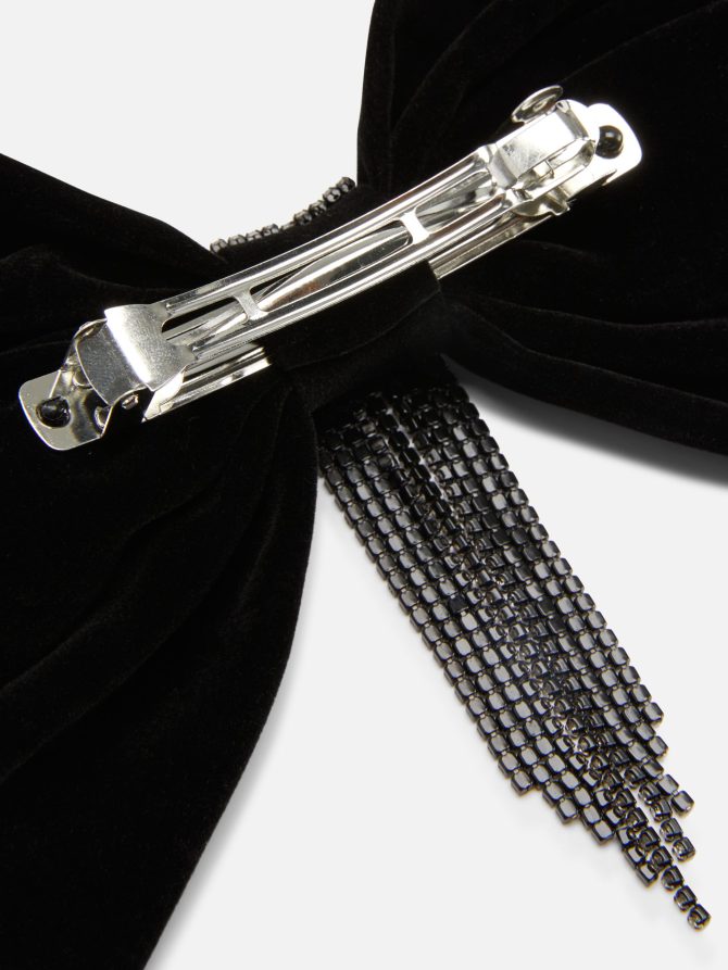 Diamanté Tassel Velvet Hair Bow - Image 2