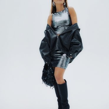 Rita Ora Sleeveless Lamé Top