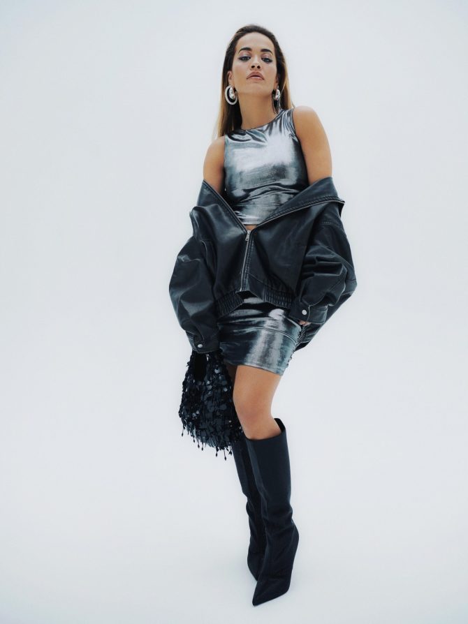 Rita Ora Sleeveless Lamé Top