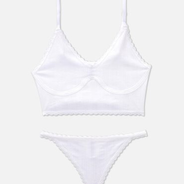 Non-Padded Pointelle Longline Bra Lingerie Set