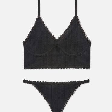 Non-Padded Pointelle Longline Bra Lingerie Set
