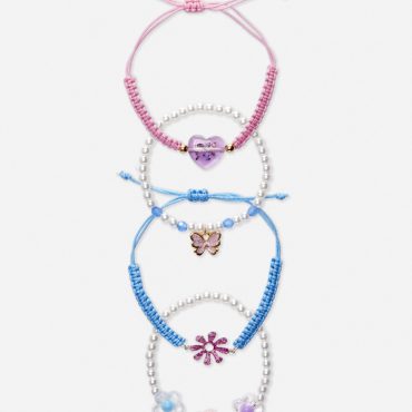 4-Pack Beaded Charm Bracelets