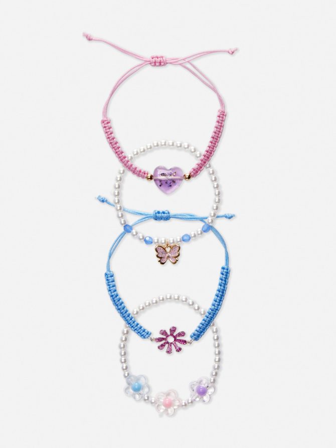 4-Pack Beaded Charm Bracelets