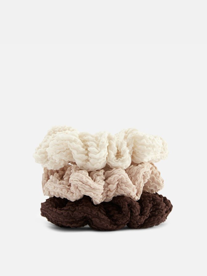 3-Pack Crinkle Textured Scrunchies