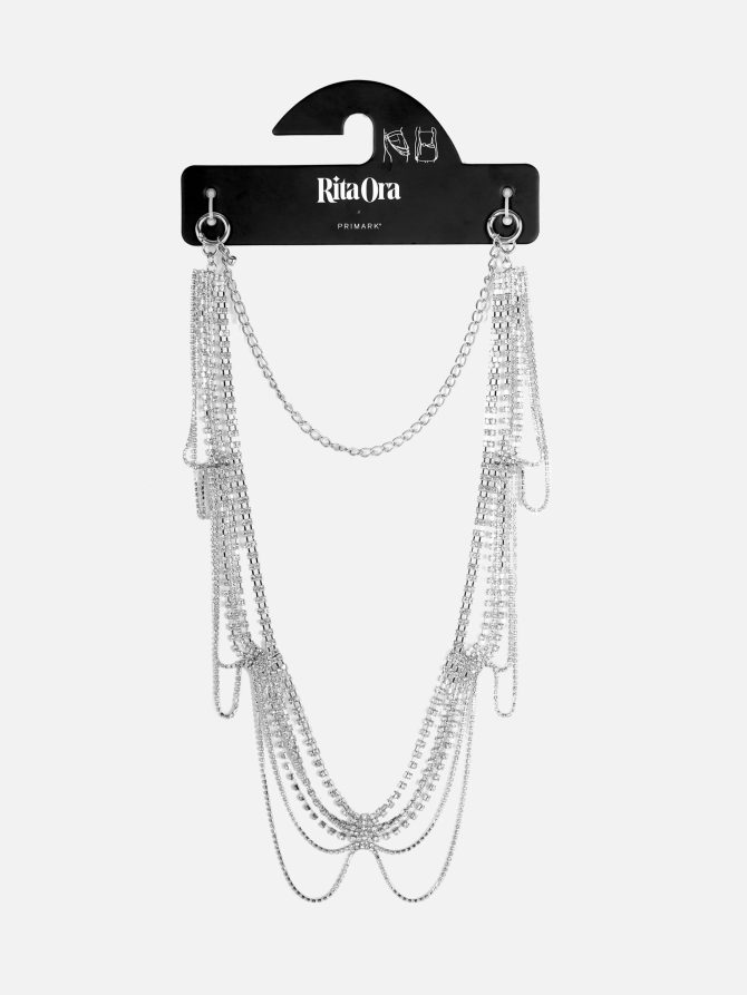 Rita Ora Rhinestone Scallop Chain Belt