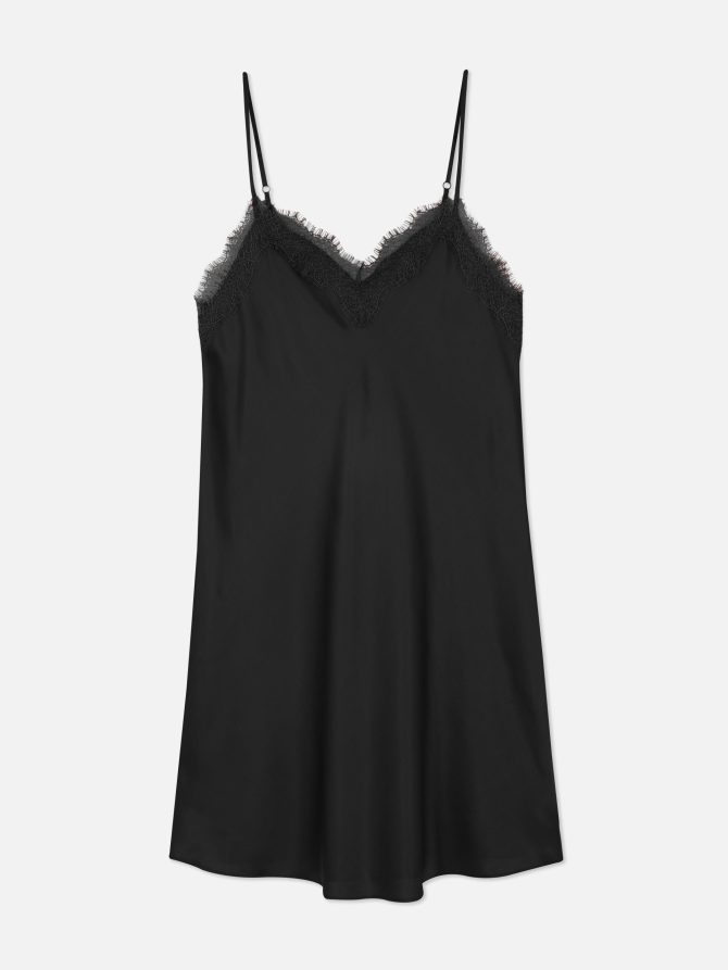 Lace Trim Satin Chemise - Image 5