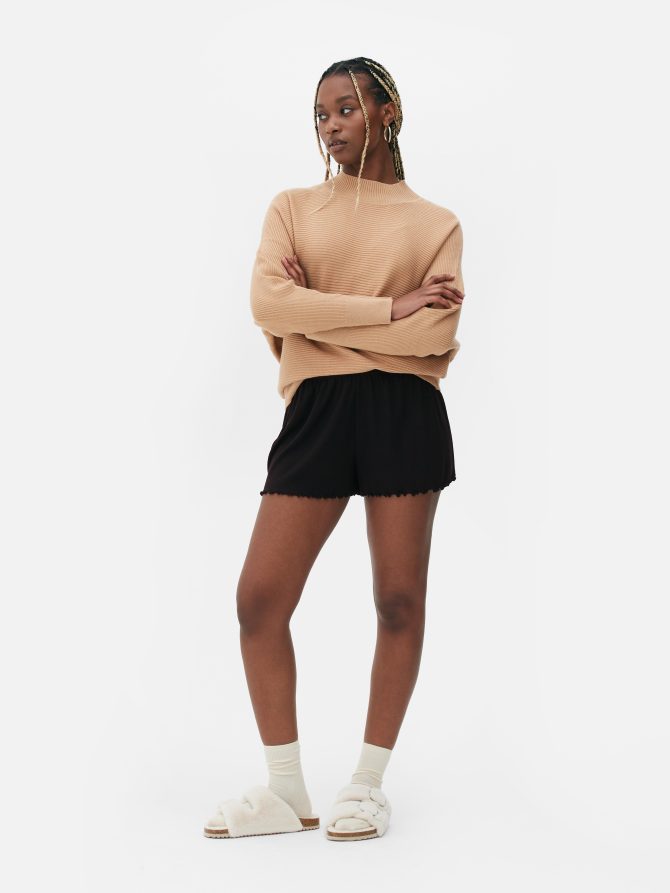 Ribbed Jersey Lounge Shorts