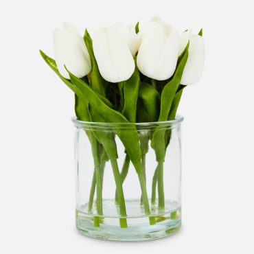 Faux Tulip Display In Glass Vase