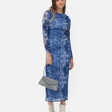 Tie Dye Layered Mesh Midi Dress