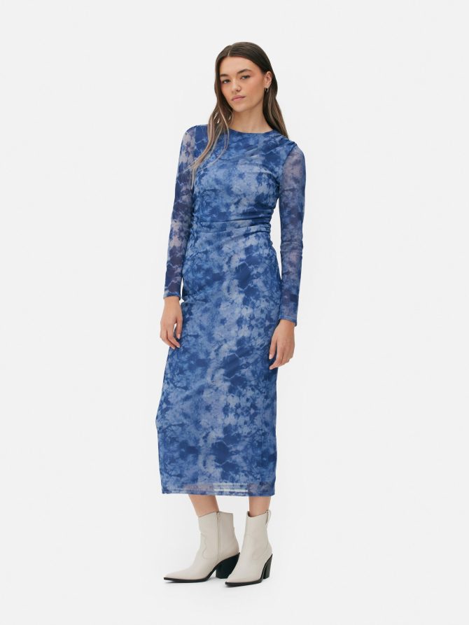 Tie Dye Layered Mesh Midi Dress - Image 2