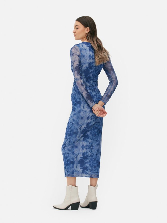Tie Dye Layered Mesh Midi Dress - Image 4